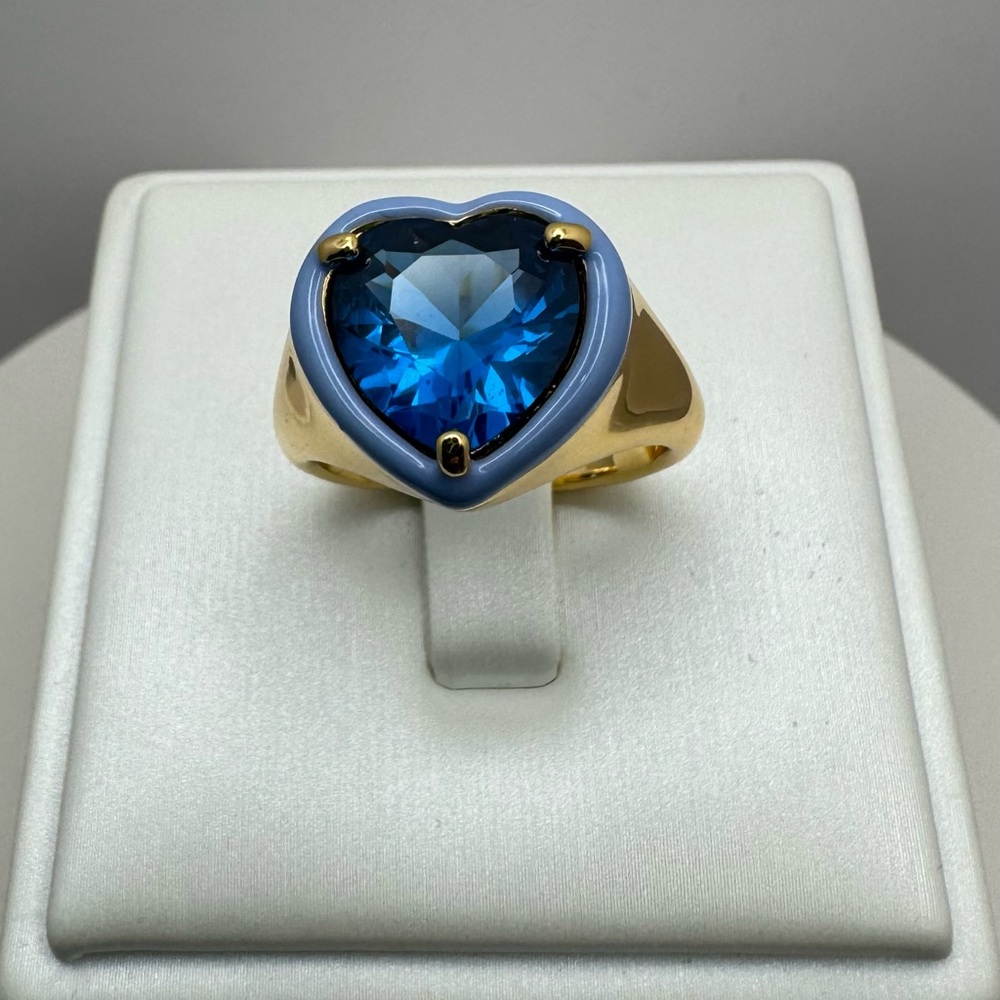KATE SPADE 💙 Blue Heart Sweetheart Signet Ring NWT - (7) - Picture 2 of 5